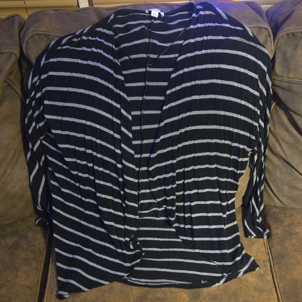 Curfew Black and Gray Striped Cardigan Size M